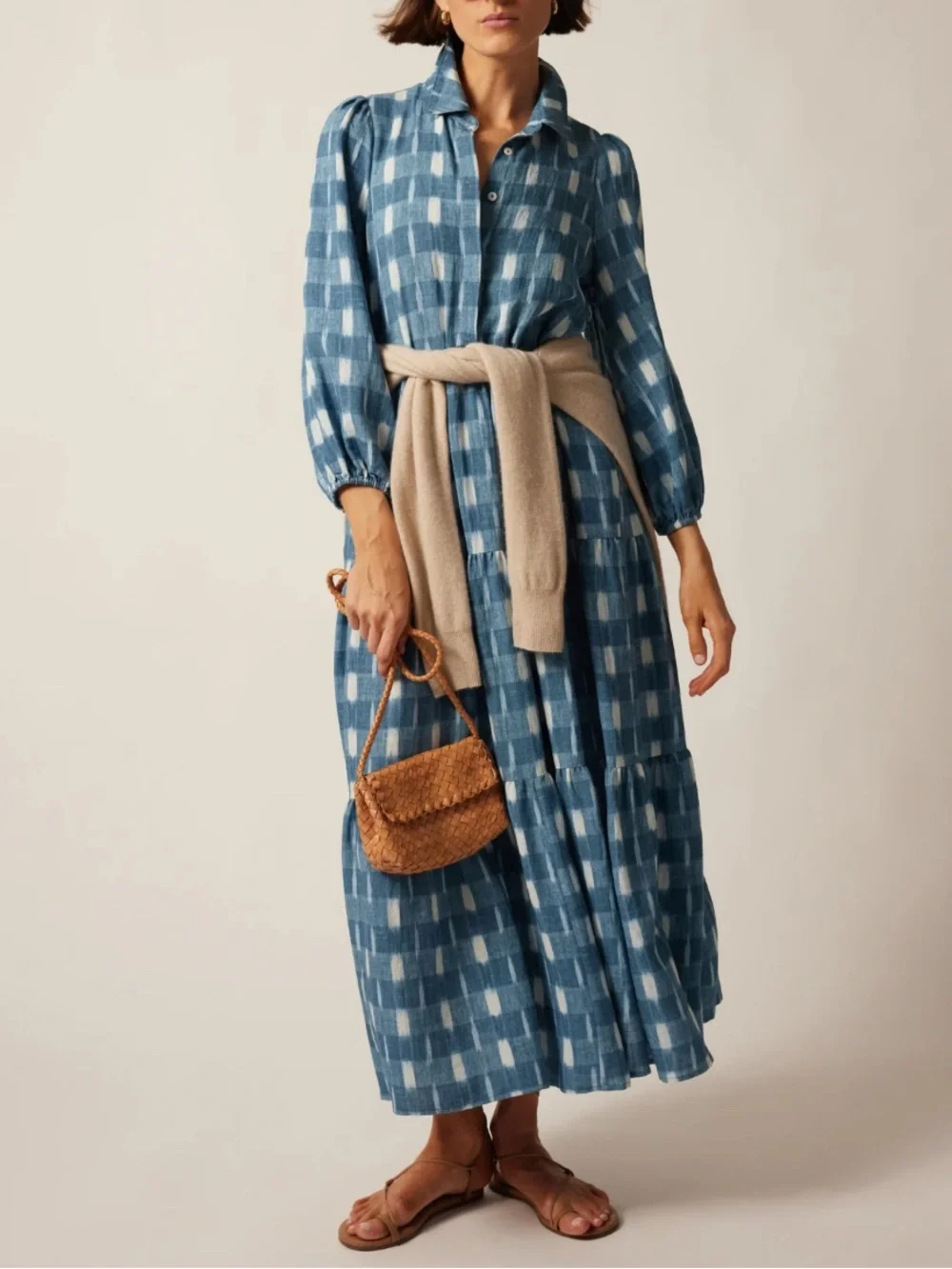 Tuckernuck Pomander Place Blue Ikat Mabel Tiered Maxi Dress Women’s Size XS NWT - Picture 4 of 11